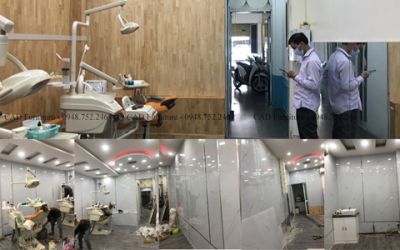 CAD House thi công tấm ốp tường PVC vân đá phòng khám Mr Định - Tân bình